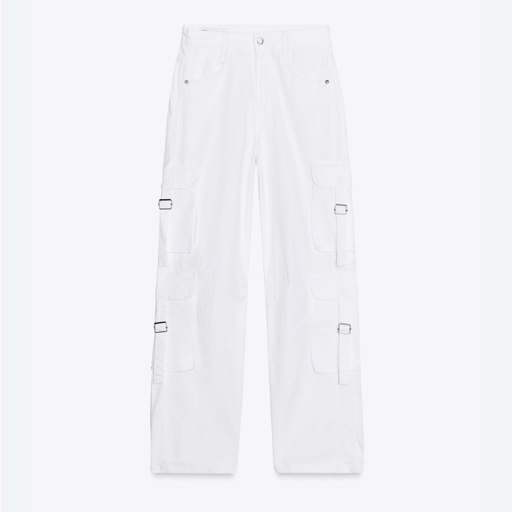 Zara NWT white cargo pocket jeans 5520/119